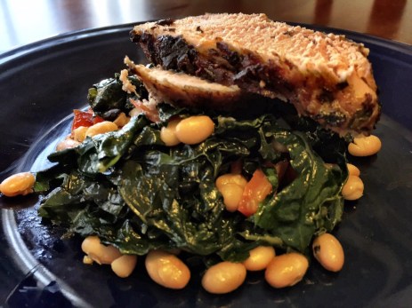 Roasted Pork Tenderloin with Sautéed Kale, Red Pepper, and White Beans